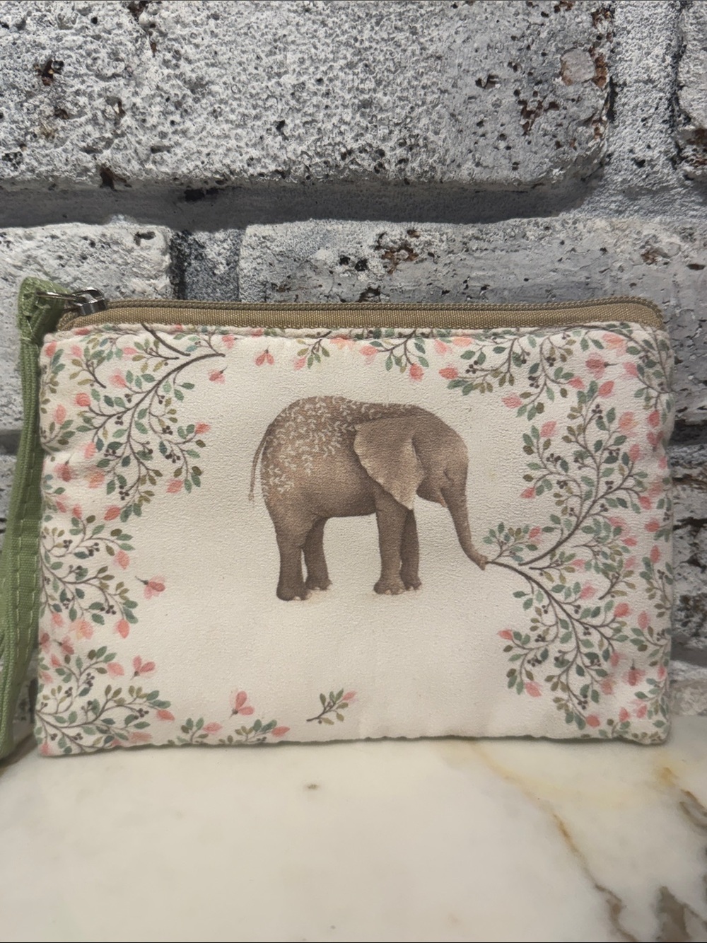 Elephant Floral Wristlet Pouch Cosmetic Case